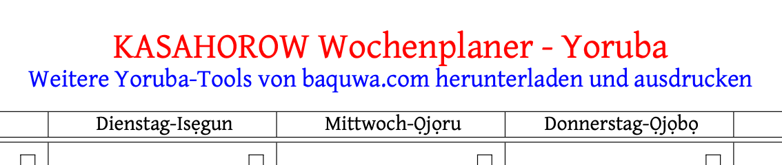 KASAHOROW Wochenplaner